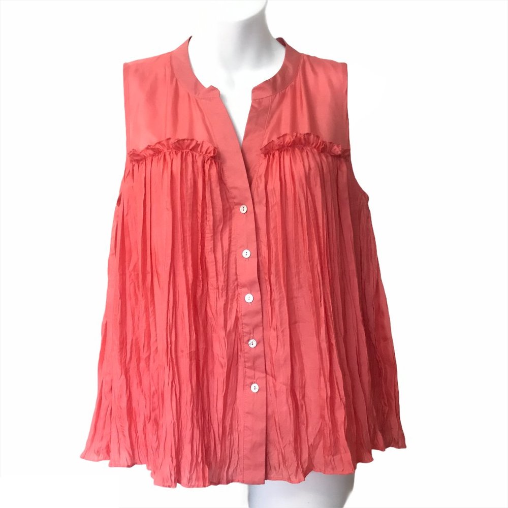 MADISON MARCUS Sleeveless Silk Button Up Top Small